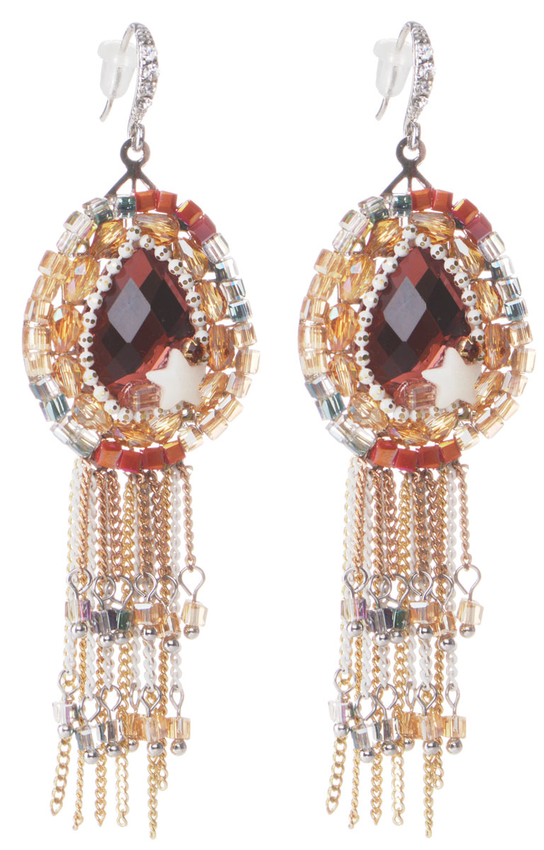 Серьги Taya, цвет: мультицвет. T-B-8419T-B-8419-EARR-RED Серьги Taya, цвет: мультицвет. T-B-8419T-B-8419-EARR-REDОригинальные серьги Taya изготовлены из металлического сплава и дополнены оригинальными подвесками в каплевидной формы, которые оформлены цепочками, крупными стразами и гранеными бусинками из стекла. В качестве основания изделия используется замок-петля, который надежно зафиксирует сережку. Элегантные серьги помогут дополнить любой образ и привнести в него завершающий яркий штрих.