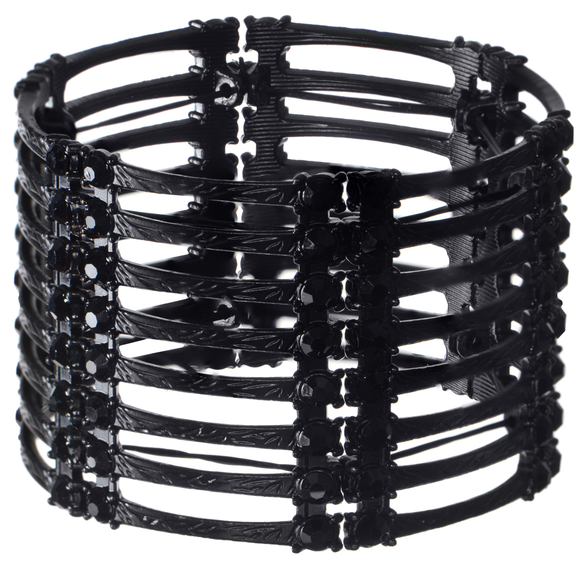 Браслет Taya, цвет: черный. T-B-10461T-B-10461-BRAC-BLACK Браслет Taya, цвет: черный. T-B-10461T-B-10461-BRAC-BLACKБраслет современного дизайна Taya выполнен из металлического сплава и стекла. Изделие состоит из шести элементов, соединенных между собой эластичной резинкой. Каждый элемент браслета оформлен черными стразами. Эластичная основа изделия позволяет легко его надевать. Стильный браслет поможет дополнить любой образ и привнести в него завершающий яркий штрих.