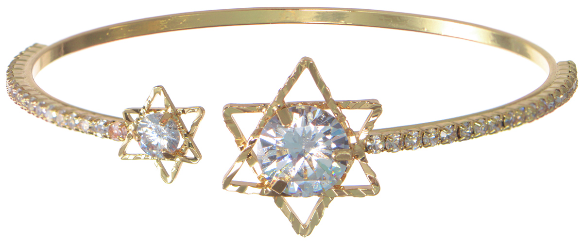 Браслет Taya, цвет: золотистый. T-B-10812T-B-10812-BRAC-GOLD Браслет Taya, цвет: золотистый. T-B-10812T-B-10812-BRAC-GOLDБраслет современного дизайна Taya выполнен из металлического сплава и стекла. Изделие дополнено двумя декоративными элементами в виде большой и малой звезды. Благодаря своей конструкции изделие имеет универсальный размер. Стильный браслет поможет дополнить любой образ и привнести в него завершающий яркий штрих.