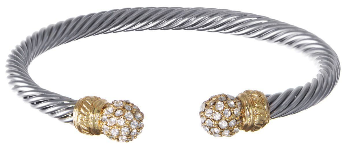 Браслет Taya, цвет: серебристый, золотистый. T-B-5961T-B-5961-BRAC-SL.GOLD Браслет Taya, цвет: серебристый, золотистый. T-B-5961T-B-5961-BRAC-SL.GOLDБраслет современного дизайна Taya выполнен из металлического сплава и стекла. В качестве основы украшения выступает металлический жгут, который дополнен двумя декоративными элементами и стразами. Благодаря своей конструкции изделие имеет универсальный размер. Стильный браслет поможет дополнить любой образ и привнести в него завершающий яркий штрих.
