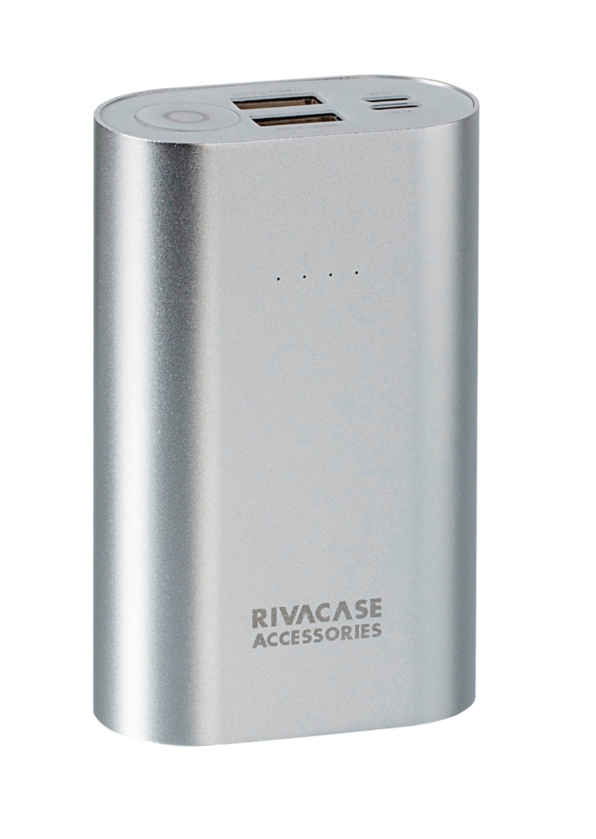 Rivapower VA1010 внешний аккумуляторVA 1010 Rivapower VA1010 внешний аккумуляторVA 1010Rivapower VA1010 - литий-ионный внешний аккумулятор емкостью 10000 мАч. Два входа устройства предназначены для заряда аккумуляторной батареи через кабель с Micro - USB разъемом или через оригинальный кабель Apple Lightning. Два USB - выхода с суммарным током до 3,1А, позволяют быстро заряжать 2 устройства одновременно. Rivapower VA1010 совместим с наиболее популярными мобильными устройствами, в том числе и с iPhone, iPad. Подключите мобильное устройство к аккумулятору и зарядка начнется, а по ее завершении устройство выключится автоматически. Четыре светодиодных индикатора на лицевой стороне покажут уровень заряда аккумулятора. Защита от перегрева, перезаряда, переразряда, перегрузки по току и короткого замыкания не позволит устройству выйти из строя при перегрузках. Надежный алюминиевый корпус защищает Rivapower VA1010 от случайного повреждения, поглощает и отводит тепло, производимое аккумулятором. Полностью заряженный аккумулятор Rivapower VA1010...