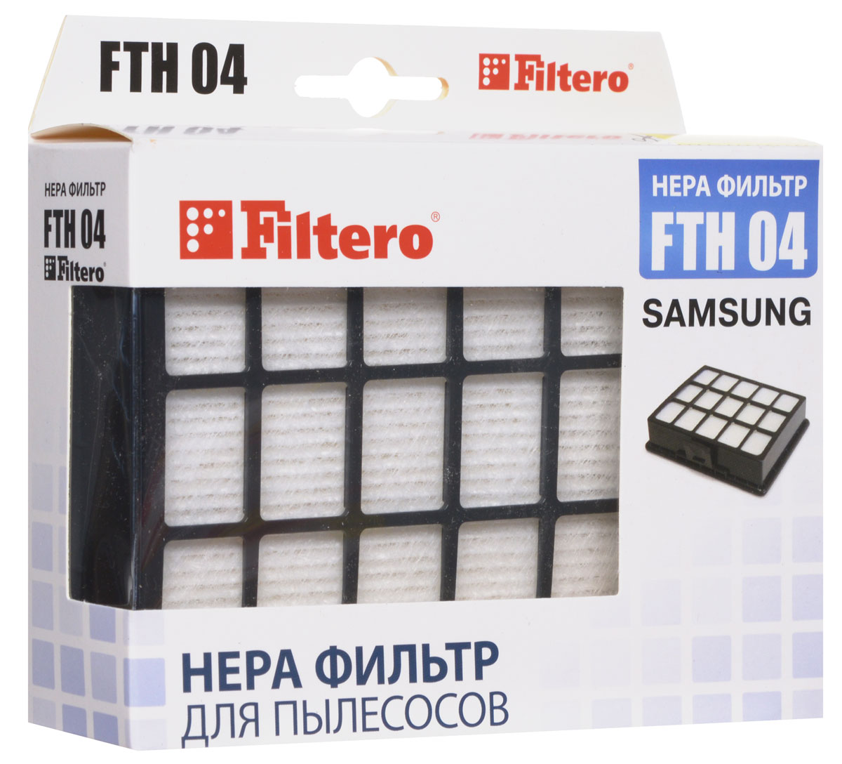 Filtero FTH 04 SAM Hepa-фильтр для SamsungFTH 04 SAM HEPA Filtero FTH 04 SAM Hepa-фильтр для SamsungFTH 04 SAM HEPAHepa-фильтр Filtero FTH 04 SAM препятствует выходу мельчайших частиц пыли и аллергенов из пылесоса в помещение. Фильтр не моющийся. Подлежит замене, согласно рекомендации производителя пылесосов - не реже одного раза за 6 месяцев. Подходит для следующих пылесосов: SAMSUNG SC 65… серии, SC 66... серии SC 67… серии SC 68… серии например: SC 6892
