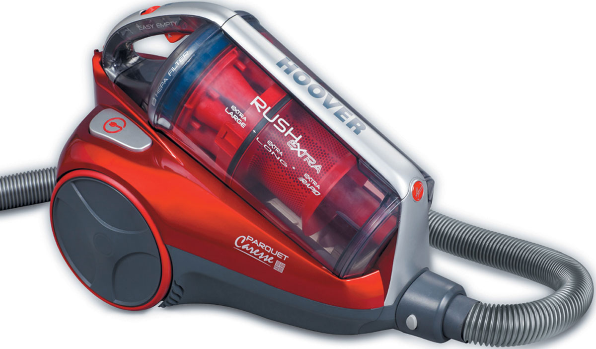 Hoover TRE1410 Rush Extra пылесосTRE1410 Hoover TRE1410 Rush Extra пылесосTRE1410Hoover TRE1410 Rush Extra - мощный пылесос без мешка для сбора пыли. Он создан с использованием инновационной технологии Airvolution, позволяющей работать длительное время с постоянной высокой мощностью всасывания даже при заполненном контейнере. Увеличенный на 66% контейнер позволяет собирать больше мусора, не требуя частой очистки. Всего 2 секунды требуется для очистки контейнера одной рукой: потянуть задвижку, чтобы освободить контейнер, и нажать клавишу, чтобы открыть крышку. Телескопическая труба Hoover TRE1410 Rush Extra оборудована кнопками регулировки мощности всасывания, что делает использование пылесоса еще более практичным. Мультициклонный фильтр Airvolution можно очистить одним движением. Выходной моющийся микрофильтр с антисептическим покрытием выполнен по технологии BACTIZERO.