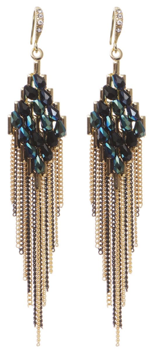 Серьги Fashion House, цвет: золотой, черный. FH32700FH32700 Серьги Fashion House, цвет: золотой, черный. FH32700FH32700Элегантные серьги Fashion House изготовлены из металлического сплава, дополнены оригинальными подвесками, которые оформлены цепочками, а также гранеными бусинками. В качестве основания изделия используется замок-петля, который надежно зафиксирует сережку. Стильные серьги помогут дополнить любой образ и привнести в него завершающий яркий штрих.