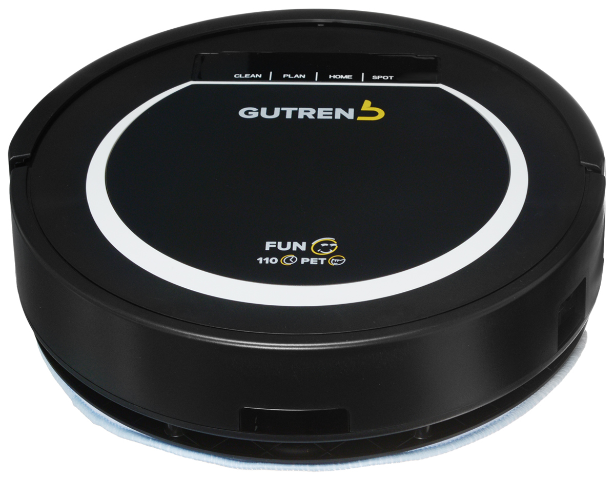 Gutrend Fun 110 Pet, Black White робот-пылесосG110BW Gutrend Fun 110 Pet, Black White робот-пылесосG110BWРобот-пылесос Gutrend Fun 110 Pet отличается максимальной в своем классе мощностью всасывания (50 ватт), а уровень шума при этом не превышает 50 dB. Устройство обеспечивает две степени фильтрации - предварительную и тонкую очистку с помощью специальной сеточки и HEPA-фильтра. Конструкция Компактные габариты (диаметр - 300 мм, высота - 75 мм) позволяют роботу проводить уборку в местах c трудным доступом. Объёма вместительного пылебака (0,6 литра) хватает на несколько циклов уборки. Контейнер с разборной конструкцией легко извлекается для очистки (вместе с фильтрами его можно мыть в воде). Gutrend Fun 110 Pet имеет несколько режимов: автоматическая уборка уборка по расписанию режим очистки пятен уборка вдоль стен и в углах режим влажной уборки движение зигзаг Влажная уборка В оснащении аппарата имеется модуль влажной уборки - полотер с фиксаторами для синтетической салфетки. С его помощью...