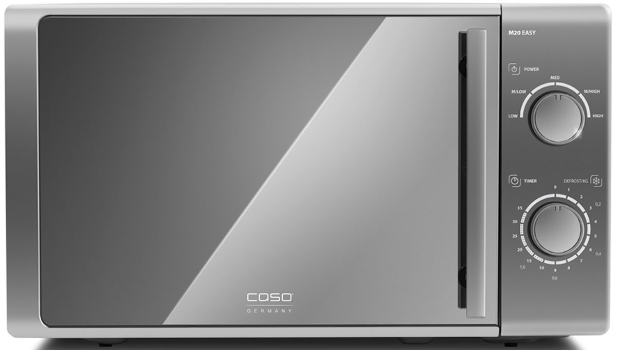 Caso M 20 Easy микроволновая печьM 20 easy Caso M 20 Easy микроволновая печьM 20 easyМикроволновая печь Caso M 20 Easy имеет объем 20 литров, что вполне достаточно для разморозки, приготовления или разогрева блюд среднего и большого размера, а также для выпечки в формах. Мощность микроволнового излучения составляет 700 Вт. Микроволновая печь может предложить 5 уровней мощности микроволнового излучения, 35 минут времени на таймере, как максимальную величину, а также режим размораживания полуфабрикатов. К тому же, камера печи оснащена яркой подсветкой, а сама печь - звуковым сигналом окончания таймера. Диаметр тарелки: 25,5 см