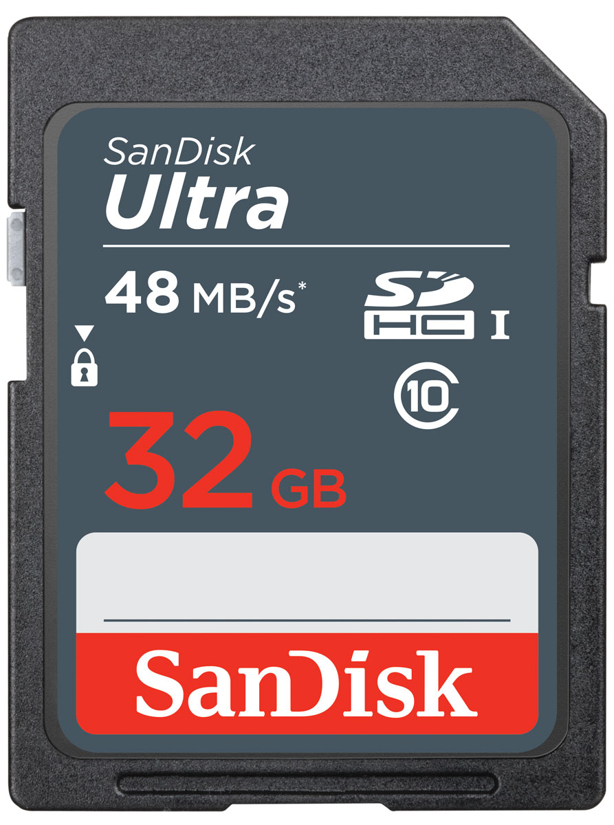 SanDisk Ultra SDHC UHS-I 32GB карта памяти (48 МБ/с)SDSDUNB-032G-GN3IN SanDisk Ultra SDHC UHS-I 32GB карта памяти (48 МБ/с)SDSDUNB-032G-GN3INСохраняйте больше фото и видео в формате Full HD, копируйте их на компьютер быстрее с использованием карт памяти SanDisk Ultra SDHC UHS-I. Они идеально подходят для компактных цифровых фотоаппаратов и видеокамер базового и среднего уровня, обеспечивая скорость чтения до 48 МБ/с, что вдвое превосходит скорость обычных карт памяти SDHC. А значит, вы сможете быстрее переносить отснятые фото. Карты памяти SanDisk Ultra SDHC UHS-I устойчивы к воздействию влаги, экстремальных температур, рентгеновских лучей и ударов. На этикетке можно делать пометки о содержимом, чтобы искать нужную карту было удобнее. Превосходно подходят для съемки видео в формате FULL HD Карты памяти SanDisk Ultra SDHC UHS-I соответствуют классу скорости 10 в режиме видео в формате Full HD (1080p). Удобство и высокое качество видеосъемки любых событий, будь то семейный праздник, спортивный матч или школьный спектакль. Объем памяти до 64 ГБ Карты памяти SanDisk Ultra SDHC UHS-I...
