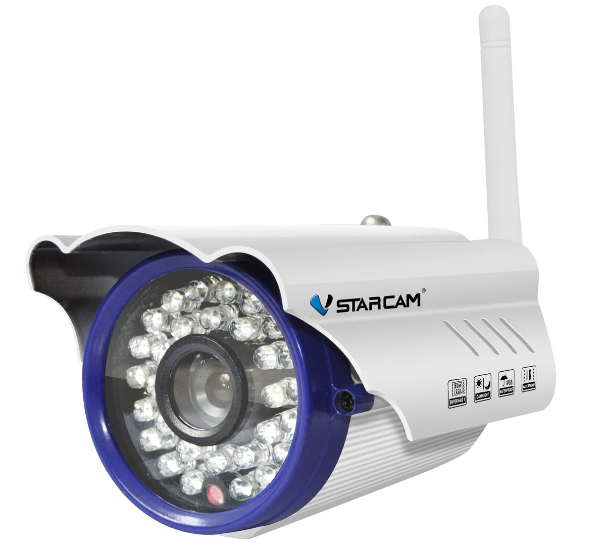 Vstarcam C7815WIP IP камера1600000360082 Vstarcam C7815WIP IP камера1600000360082Беспроводная WiFi IP камера Vstarcam C7815WIP - это хорошее сочетание цены, качества и надежности. Герметичный корпус позволяет использовать камеру на улице при температурах до -20 градусов. Ик подсветка до 15 метров дает возможность использовать камеру круглосуточно. Подключить и настроить камеру очень легко, это делается по беспроводной сети WiFi или по сетевому кабелю. Внешняя съемная антенна Wifi позволяет получать устойчивый сигнал на расстоянии до 50 метров, также, есть возможность использовать другие, более сильный WiFi антенны Камера Vstarcam C7815WIP можем быть подключена к регистратору или сервису видеонаблюдения по протоколу Onvif или RTSP, что позволяет использовать ее в составе комплексных систем видеонаблюдения. Камера поддерживает сжатие видеоизображения в кодек H.264, что делает объем потока существенно меньше, чем при использовании jpeg сжатия. Vstarcam C7815WIP - это HD камера с разрешением 1280 на 720 пикс и отличным...