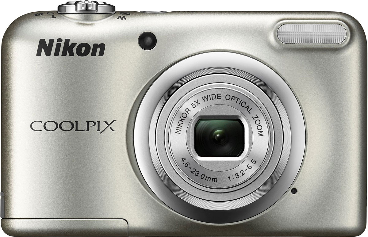 Nikon CoolPix A10, Silver цифровая фотокамераVNA980E1 Nikon CoolPix A10, Silver цифровая фотокамераVNA980E1Фотокамера Nikon CoolPix A10 с удобной рукояткой и понятным расположением кнопок была создана с акцентом на простоту. Объектив NIKKOR с 5-кратным оптическим зумом позволяет как запечатлевать интересные выражения лиц, так и создавать групповые снимки, на которых поместятся все присутствующие. Простота в использовании и 16,1 эффективных мегапикселей: Сочетание простоты в использовании и мощной 16-мегапиксельной матрицы гарантируют получение великолепных изображений с высоким разрешением и удовольствие от процесса съемки. Удобная рукоятка и понятное расположение кнопок: Удобная рукоятка обеспечивает устойчивость фотокамеры и способствует получению четких снимков, а понятное и функциональное расположение кнопок существенно упрощает управление фотокамерой. Объектив NIKKOR с 5-кратным оптическим зумом: Универсальный широкоугольный объектив NIKKOR с 5-кратным оптическим зумом (26-130 мм в эквиваленте формата 35 мм) позволяет не...