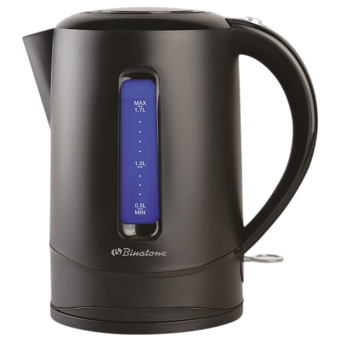 Binatone CEJ 1795, Black электрочайникCEJ 1795B Binatone CEJ 1795, Black электрочайникCEJ 1795BBinatone CEJ 1795 - необходимый бытовой прибор в элегантном корпусе. В электрочайнике имеется специальный нагревательный спиралевидный элемент из высококачественной нержавеющей стали мощностью 2200 Вт, за счет чего процесс нагревания происходит довольно быстро. В носике электроприбора установлен фильтр, очищающий от накипи наливаемую в кружку воду. Данная модель снабжен шкалой уровня на корпусе. Поэтому можно безошибочно определить количество жидкости в резервуаре и при необходимости долить недостающее количество. В режиме нагрева и кипячения действует режим подсветки. Чайник устанавливается на функциональную подставку. Благодаря ее вращательному механизму можно взять прибор с любой позиции.