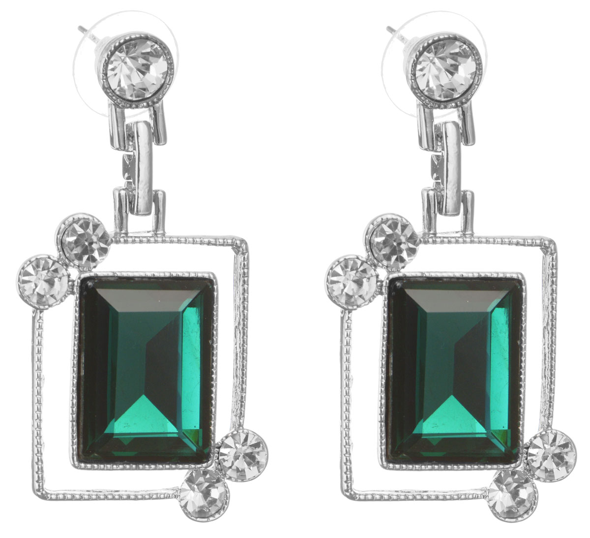 Серьги Taya, цвет: серебристый, бирюзовый. T-B-10691-EARR-SL.GREENT-B-10691-EARR-SL.GREEN Серьги Taya, цвет: серебристый, бирюзовый. T-B-10691-EARR-SL.GREENT-B-10691-EARR-SL.GREENОригинальные серьги Taya, выполненные из металлического сплава в виде подвесок квадратной формы декорированных крупными и мелкими стразами, придадут вашему образу изюминку, подчеркнут красоту или преобразят повседневный наряд. Застегиваются на замок-гвоздик с пластиковой заглушкой. Такие серьги позволит вам с легкостью воплотить самую смелую фантазию и создать собственный, неповторимый образ.