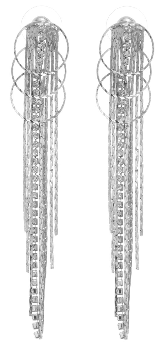 Серьги Taya, цвет: серебристый. T-B-10560-EARR-SILVERT-B-10560-EARR-SILVER Серьги Taya, цвет: серебристый. T-B-10560-EARR-SILVERT-B-10560-EARR-SILVERОригинальные серьги Taya, выполненные из металлического сплава в виде колец с пропущенными через них цепочками, одна из которых декорирована стразами, придадут вашему образу изюминку, подчеркнут красоту или преобразят повседневный наряд. Застегиваются на замок-гвоздик с пластиковой заглушкой. Такие серьги позволит вам с легкостью воплотить самую смелую фантазию и создать собственный, неповторимый образ.
