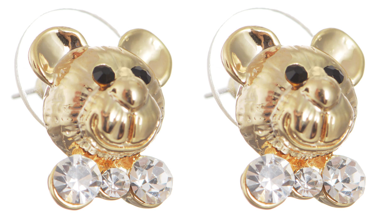 Серьги Taya, цвет: золотистый. T-B-10494T-B-10494-EARR-GOLD Серьги Taya, цвет: золотистый. T-B-10494T-B-10494-EARR-GOLDОригинальные серьги Taya выполнены из бижутерного сплава в виде мордашек медведей и оформлены стразами. Застегиваются серьги на замок-гвоздик с заглушками. Серьги Taya позволят вам с легкостью воплотить самую смелую фантазию и создать собственный, неповторимый образ.