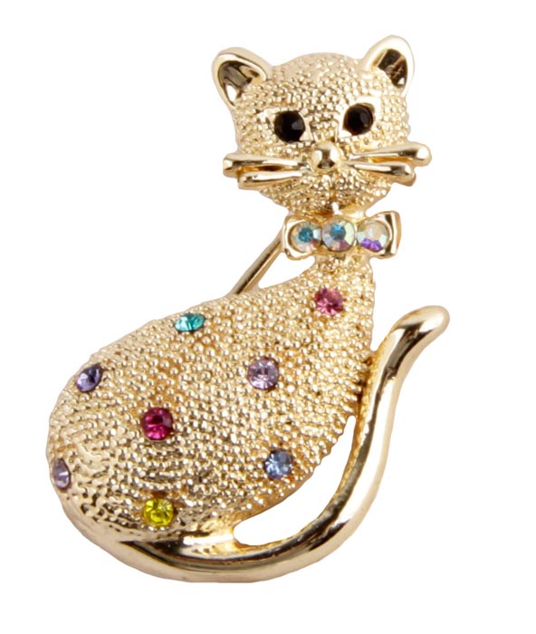 Брошь Кошечка. Бижутерный сплав, кристаллы. Корея, конец ХХ векаk320p606 Брошь Кошечка. Бижутерный сплав, кристаллы. Корея, конец ХХ векаk320p606Брошь Кошечка. Бижутерный сплав, кристаллы. Корея, конец ХХ века. Размер броши 3,5 х 2 см. Сохранность хорошая. Предмет не был в использовании. Выполнена из бижутерного сплава золотого оттенка, украшена кристаллами различных цветов. Очаровательная брошь украсит повседневную одежду! Идеально подойдет для стильных и ярких. Это оригинальное украшение идеально дополнит образ, привлекая к вам множество взглядов