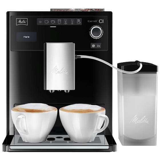 Melitta Caffeo CI, Black кофемашинаE970-103 Melitta Caffeo CI, Black кофемашинаE970-103Кофемашина Melitta Caffeo CI - единственная интеллектуальная представительница среди аналогичных марок, которая позволяет создавать индивидуальную рецептуру кофе во время приготовления. Пользователи смогут не просто создать, но и сохранить двадцать четыре уникальных рецепта, ориентируясь на собственный вкус. Изменить любые нюансы можно даже в процессе работы аппарата, например, указать иной объем молочной пены. Виртуозный капучинатор, русифицированное меню доставят удовольствие каждому! - Молочная система Plug In - диспенсер для взбивания молока в пышную пенку. Система находится в основном отсеке вывода напитков на фронтальной части кофе-машины. Легко снимается, можно мыть под струей воды. -«Мой кофе» - рецепты на каждого члена семьи. Возможность задать индивидуальные настройки для 6ти напитков для четырех членов семьи. Итого 24 рецепта в памяти кофе-машины - так просто теперь готовить свою любимую чашечку кофе! -Стандартные напитки. На фронтальной части кофе-машины символьно...