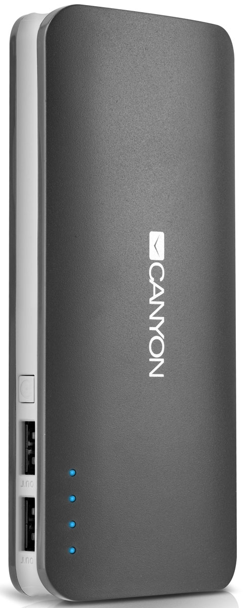 Canyon CNE-CPB130DG, Dark Grey внешний аккумуляторCNE-CPB130DG Canyon CNE-CPB130DG, Dark Grey внешний аккумуляторCNE-CPB130DGЕсли в вашей сумке лежит аккумулятор CNE-CPB130 от Canyon — вы не останетесь с разряженной батареей смартфона или планшета. Низкий заряд гаджета больше не проблема – благодаря двум USB-портам от ультраёмкого аккумулятора Canyon можно заряжать 2 устройства одновременно! Ёмкости аккумулятора должно хватить на 5-6 зарядок среднестатистического смартфона. А проследить уровень заряда аккумулятора можно с помощью светодиодных индикаторов. Отличный помощник в городе и в поездке! Время зарядки: 8 часов Максимальная выходная сила тока: 2 A
