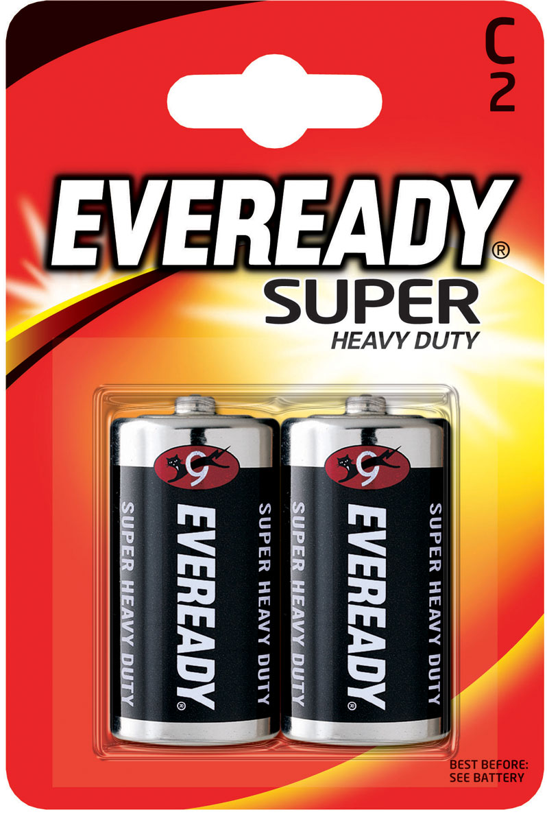 Батарейка солевая Eveready Super Heavy Duty, тип С-R14, 1,5V, 2 шт638749/637085/620466 Батарейка солевая Eveready Super Heavy Duty, тип С-R14, 1,5V, 2 шт638749/637085/620466Солевые батарейки Eveready Super Heavy Duty состоят на 100% угольно-цинкового элемента питания. Оптимальны для приборов ежедневного пользования. Защищены от протеканий. Размер батарейки: 5 х 2,5 см.