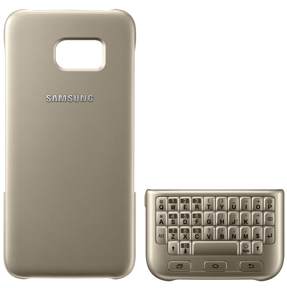 Samsung EJ-CG935 Keyboard Cover чехол-клавиатура для Galaxy S7 Edge, GoldEJ-CG935UFEGRU Samsung EJ-CG935 Keyboard Cover чехол-клавиатура для Galaxy S7 Edge, GoldEJ-CG935UFEGRUЧехол-клавиатура Samsung EJ-CG935 Keyboard Cover разработан специально для модели смартфона Galaxy S7 Edge. С его помощью набирать текст сообщений, создавать и сохранять заметки быстрее и проще. Накладная клавиатура работает по механическому принципу - она не тратит проценты заряда вашего смартфона и не требует дополнительных подключений. Клавишный блок можно разместить поверх экрана - смартфон автоматически распознает его и адаптирует интерфейс к новому размеру дисплея. Чехол также выполняет защитную функцию - предохраняет смартфон от пыли и повреждений. Модель совместима с ОС Android 4.4 или выше.