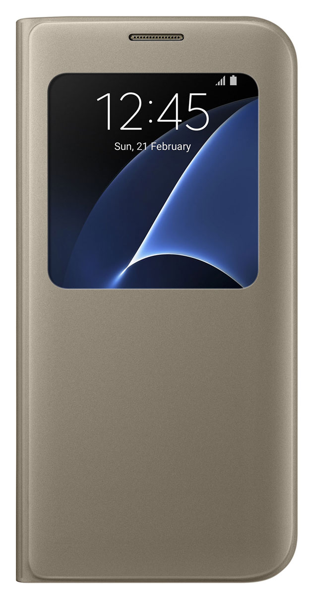 Samsung EF-CG935 S View Cover чехол для Galaxy S7 Edge, GoldEF-CG935PFEGRU Samsung EF-CG935 S View Cover чехол для Galaxy S7 Edge, GoldEF-CG935PFEGRUSamsung EF-CG935 S View Cover - тонкий и стильный чехол с дополнительным окошком, изготовленный из высококачественных материалов, обеспечивает надежную защиту дисплея. Создан специально для Galaxy S7 Edge, практически не увеличивает габариты и сохраняет компактность смартфона. Благодаря ему вы можете следить за информацией на экране без лишних движений.