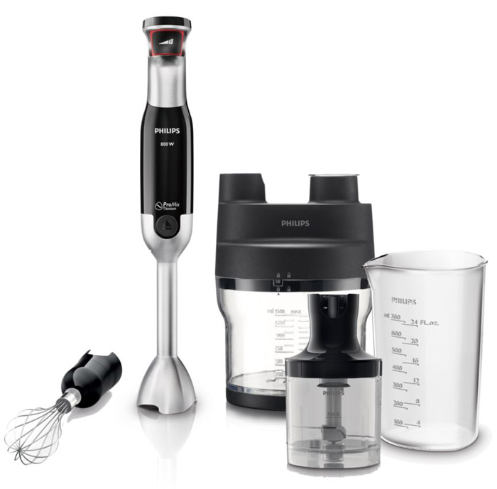 Philips HR1679/90, Black блендерHR1679/90 Philips HR1679/90, Black блендерHR1679/90Ручной блендер Philips HR1679/9 с мотором мощностью 800 Вт оснащен технологией смешивания ProMix и кнопкой SpeedTouch с интуитивным управлением: чем сильнее нажатие, тем выше скорость обработки продуктов. С этим блендером легко достичь желаемого результата при приготовлении любимых блюд. Мощный мотор 800 Вт обеспечивает идеальное смешивание: Благодаря мощному и надежному мотору 800 Вт вы сможете использовать большое количество аксессуаров, обрабатывать практически любые ингредиенты и добиваться превосходных результатов при приготовлении любимых блюд. Оптимальная плавность и однородность смешивания: Уникальная технология Philips ProMix разработана в сотрудничестве со специалистами престижного Штутгартского университета и представляет собой насадку треугольной формы, которая гарантирует плавное, быстрое и эффективное смешивание для достижения однородной консистенции. Уникальный аксессуар для шинковки, нарезки ломтиками и...