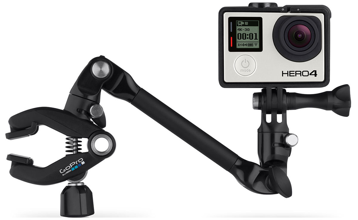 GoPro The Jam крепление для музыкальных инструментовAMCLP-001 GoPro The Jam крепление для музыкальных инструментовAMCLP-001Закрепи свою камеру GoPro на любой предмет, находящийся на сцене и подари себе и своим фанатам захватывающий вид музыкального шоу. Используй The Jam на громких выступлениях, гаражных репетициях и городских сейшенах. Крепление может быть установлено на гитарном грифе, барабанных тарелках, синтезаторе, духовом инструменте, микрофонной стойке и многом другом, что только есть на твоей сцене. Его конструкция позволяет изменять положение в различных ракурсах, и в результате ты увидишь не только сцену, но и танц- площадку, и все вокруг. Возможность установки The Jam даже на супер-тонкие элементы делает его абсолютно универсальным и позволяет использовать его на любой плоскости вашей активной жизни. Легкий и поворотливый Три подвижных колена Гибкое крепление не только для музыкальных выступлений
