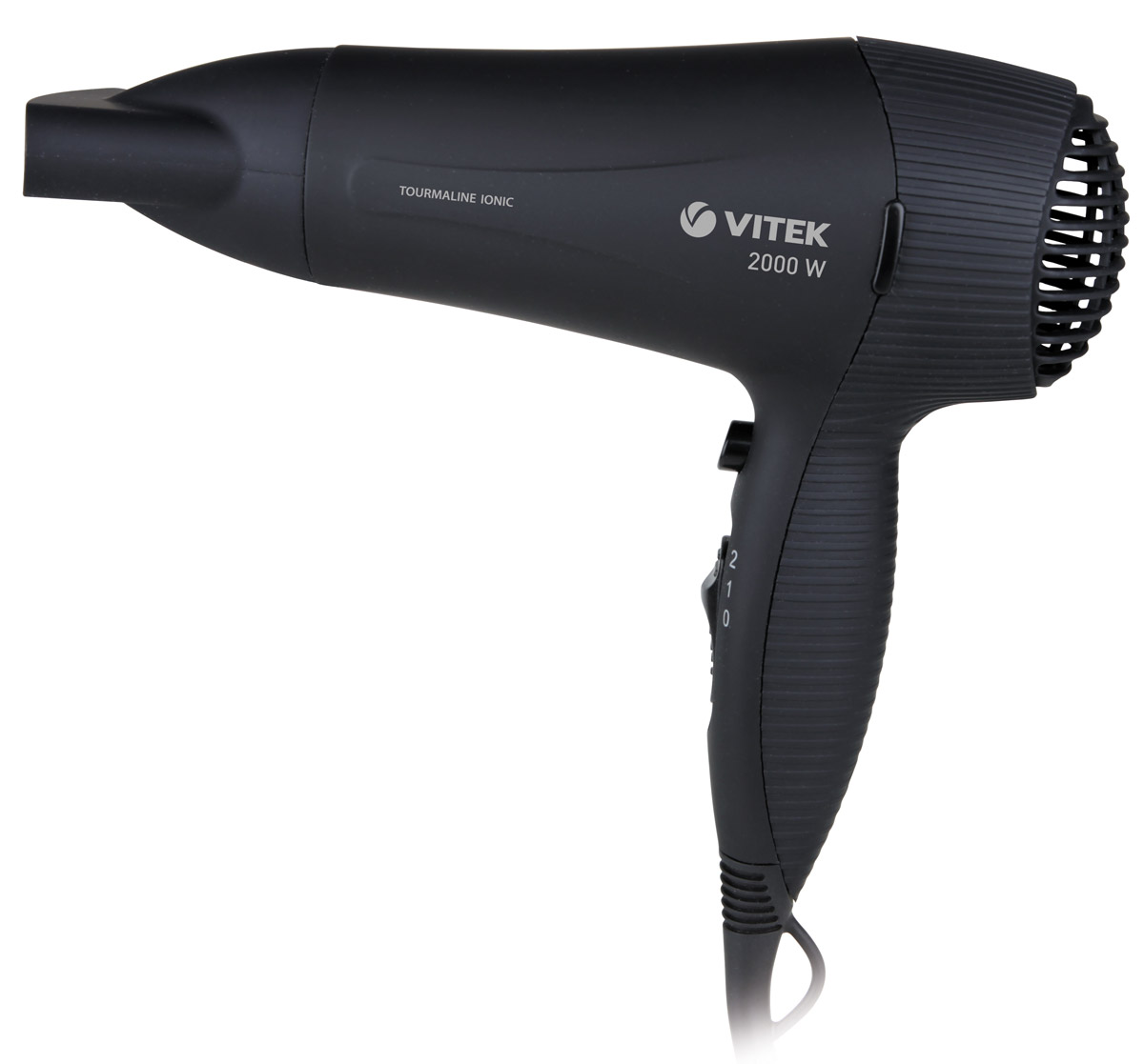 Vitek VT-2534(BK), Black фенVT-2534(BK) Vitek VT-2534(BK), Black фенVT-2534(BK)Легко уложить волосы при этом сохранив их естественное здоровье вам позволит мощный, стильный и удобный фен Vitek VT-2534(BK). Данное устройство гармонично сочетает в себе приятный дизайн и оптимальный набор функций, которые позволят быстро высушить волосы и создать стильную укладку. Важным преимуществом модели является наличие функции Tourmaline Ionic: благодаря данной технологии в фене генерируются ионы, которые предотвращают электризацию волос. Фен оснащен двумя скоростями работы, поэтому вы всегда можете изменить как температурный режим, так и интенсивность подачи горячего или холодного воздуха. Концентратор позволит придать волосам объем у корней, а режим подачи холодного воздуха - зафиксировать получившуюся прическу. Петелька для подвешивания позволит удобно повесить фен в ванной, экономя пространство. Керамическое покрытие решетки Ceramic coating Турмалиновая ионизация Противоскользящее покрытие Защита от перегрева