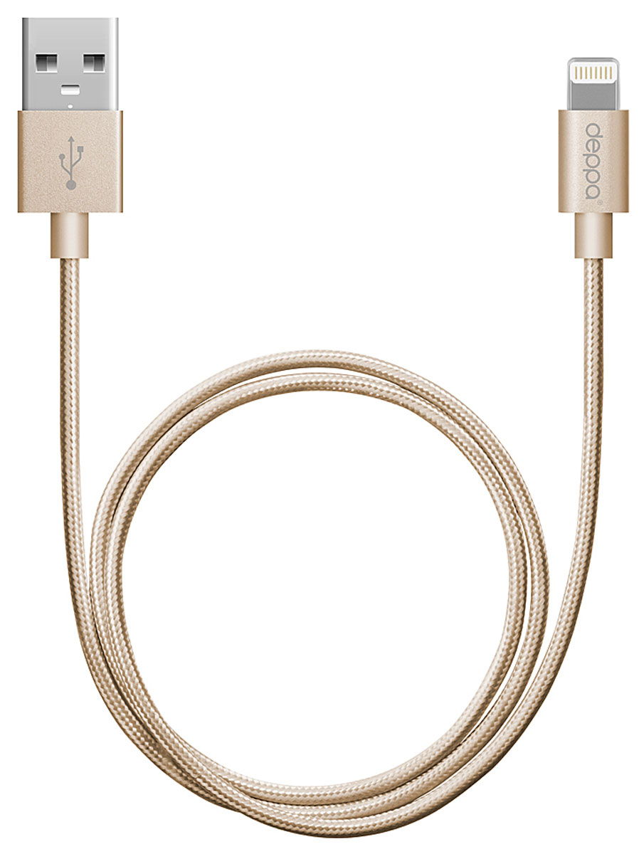 Deppa Alum MFI, Gold дата-кабель USB-8-pin (1,2 м)72188 Deppa Alum MFI, Gold дата-кабель USB-8-pin (1,2 м)72188Дата - кабель Deppa Alum MFI обеспечит синхронизацию и заряд аккумулятора вашего устройства. Качество кабеля, форма, дизайн и материалы упаковки полностью соответствуют стандартам качества Apple Inc. и официально одобрены корпорацией к производству и продаже. Совместимость: Apple iPhone 5/5C/5S/5/6/6 Plus, iPad mini 3, iPad mini 2, iPad mini, iPad Air 2, iPad Air, iPod Touch 5, iPod Nano 7 Алюминиевые коннекторы Рабочее напряжение: 4,8 - 5,5В Ток нагрузки: 2,4A Скорость передачи данных: до 480 Мбит/сек
