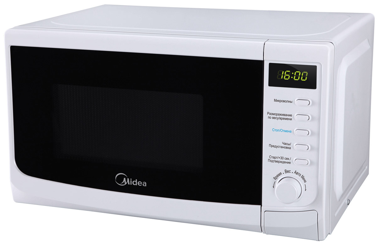 Midea AM820CWW-W СВЧ-печьAM820CWW-W Midea AM820CWW-W СВЧ-печьAM820CWW-WСтильная и удобная микроволновая печь Midea AG820CWW-W с функцией микроволн (соло) предназначена для разогрева и размораживания пищевых продуктов. Благодаря тому, что микроволны воздействуют на молекулы воды внутри продуктов, температура нагрева не может превышать 100С, поэтому пищевые продукты в такой печи приготавливаются в собственном соку, никогда не пригорают и сохраняют свои питательные свойства. Камера печи покрыта инновационной разработкой компании Midea - эмалью легкой очистки Smart Clean (Смарт Клин), которая состоит из специального жаропрочного материала, не пропускающего внутрь запекшийся жир и остатки пищи. Поэтому очищать печь можно значительно быстрее и легче!