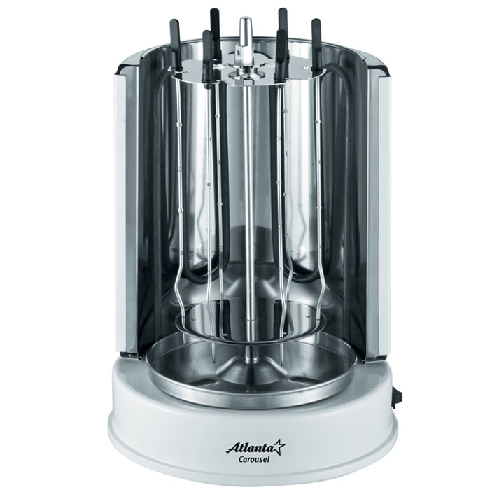 Atlanta ATH-1135 шашлычницаATH-1135 Atlanta ATH-1135 шашлычницаATH-1135Электрошашлычница Atlanta ATH-1135 приготовит для вас любые виды шашлыка за считанные минуты! Шашлычница позволяет приготовить шесть порций шашлыка за раз. Центральный вертел из высококачественной нержавеющей стали предназначен для приготовления целого цыпленка или аппетитной шаурмы. C Atlanta ATH-1135 вы приготовите шашлык, вкусовые качества которого ничуть не уступают вкусу традиционного шашлыка!