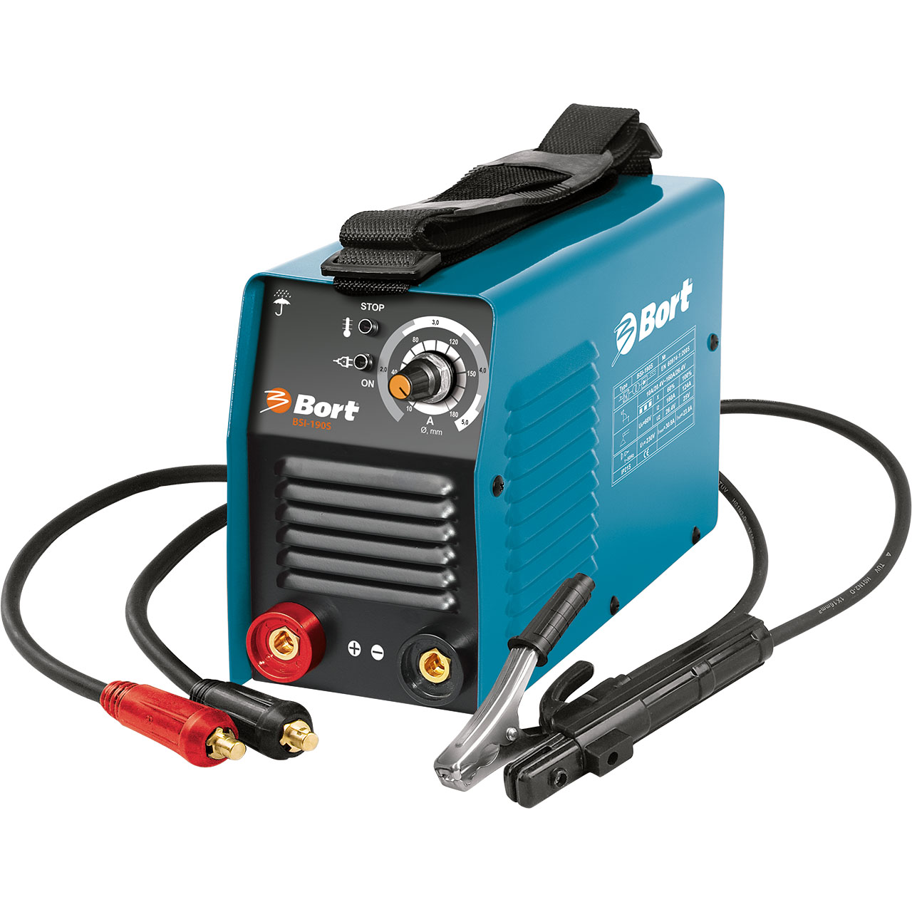 Сварочный аппарат инверторный Bort BSI-190S98297119 Сварочный аппарат инверторный Bort BSI-190S98297119Сварочный инверторный аппарат Bort BSI-190S - идеальный аппарат для электросварки. Малый вес, размеры, возможность легкой переноски - имеется ремень, - всё это делают этот инвертор одним из самых популярных не только при строительных и ремонтных работах, но и на даче, в гараже, небольших мастерских. Отличительной чертой сварочных инверторов Bort является их уникальная возможность работать при пониженном входном напряжении, а это очень частовстречается не только в отдаленных районах, но и на дачных массивах, гаражах. Сварочный инверторный аппарат Bort BSI-190S может работать при колебаниях напряжения от 160 до 260Вольт. Широкий диапазон регировки тока, защита от перегрева, автоматические функции регулирования и поддержания сварочной дуги делают этот аппарат одним из самых популярных.