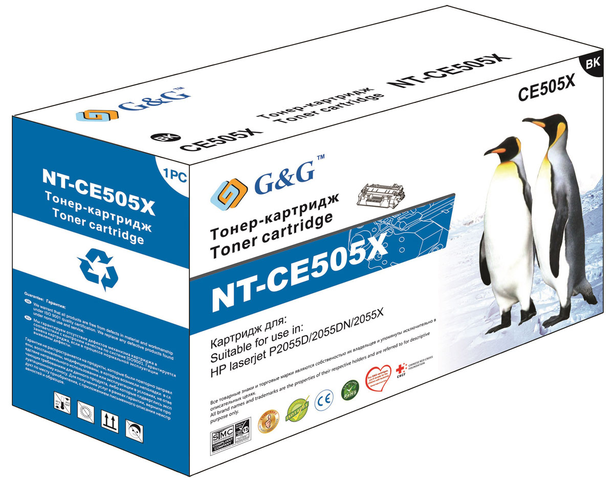 G&G NT-CE505X тонер-картридж для HP LaserJet P2055d/P2055dn/P2055xNT-CE505X G&G NT-CE505X тонер-картридж для HP LaserJet P2055d/P2055dn/P2055xNT-CE505XКартридж G&G NT-CE505X для лазерных принтеров HP LaserJet P2055d/P2055dn/P2055x. Расходные материалы G&G для лазерной печати максимизируют характеристики принтера. Обеспечивают повышенную чёткость чёрного текста и плавность переходов оттенков серого цвета и полутонов, позволяют отображать мельчайшие детали изображения. Обеспечивают надежное качество печати.