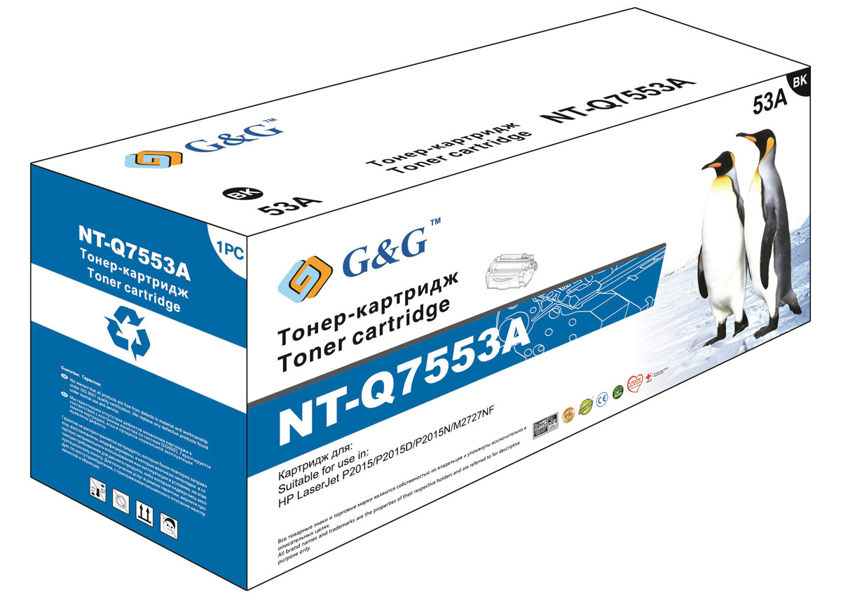 G&G NT-Q7553A тонер-картридж для HP LaserJet P2015/M2727NT-Q7553A G&G NT-Q7553A тонер-картридж для HP LaserJet P2015/M2727NT-Q7553AТонер-картридж G&G NT-Q7553A для лазерных принтеров HP LaserJet P2015/M2727. Расходные материалы G&G для лазерной печати максимизируют характеристики принтера. Обеспечивают повышенную чёткость чёрного текста и плавность переходов оттенков серого цвета и полутонов, позволяют отображать мельчайшие детали изображения. Обеспечивают надежное качество печати.