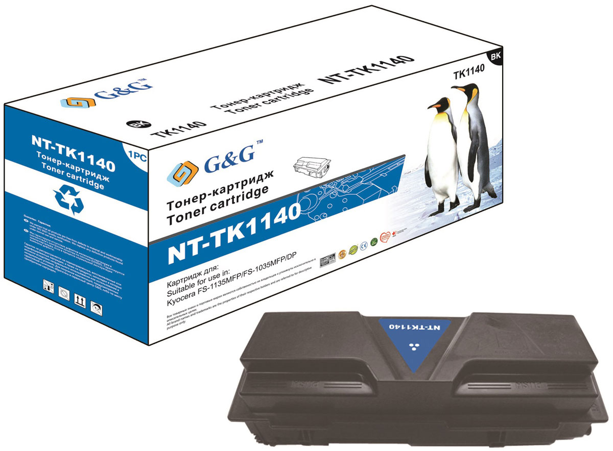 G&G NT-TK1140 тонер-картридж для Kyocera FS-1035/1135NT-TK1140 G&G NT-TK1140 тонер-картридж для Kyocera FS-1035/1135NT-TK1140Тонер-картридж G&G NT-TK1140 для лазерных принтеров Kyocera FS-1035/1135. Расходные материалы G&G для лазерной печати максимизируют характеристики принтера. Обеспечивают повышенную чёткость чёрного текста и плавность переходов оттенков серого цвета и полутонов, позволяют отображать мельчайшие детали изображения. Обеспечивают надежное качество печати.