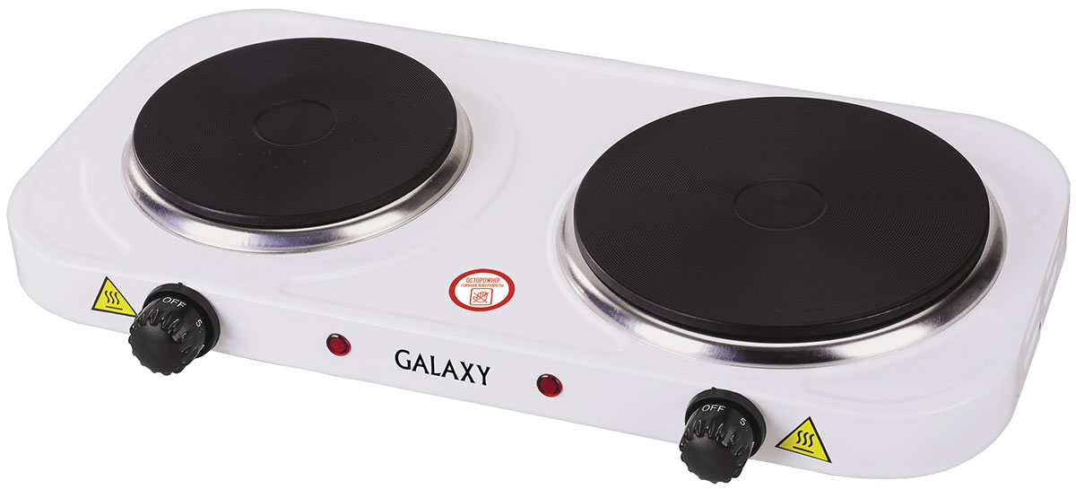 Galaxy GL 3002 плитка электрическая4630003364111 Galaxy GL 3002 плитка электрическая4630003364111Надежная электроплита Galaxy GL 3002 с двумя конфорками диаметром 18,5 см и 15 см. Идеальна для дома и дачи в любое время года. Компактный корпус, покрытый эмалью, позволяет легко мыть и ухаживать за прибором. Имеет регулятор нагрева и индикацию включения. Данная модель обладает суммарной мощностью 2500 Вт, что позволяет за несколько минут разогреть обед или вскипятить чайник с водой. Длина шнура питания: 0,8 м