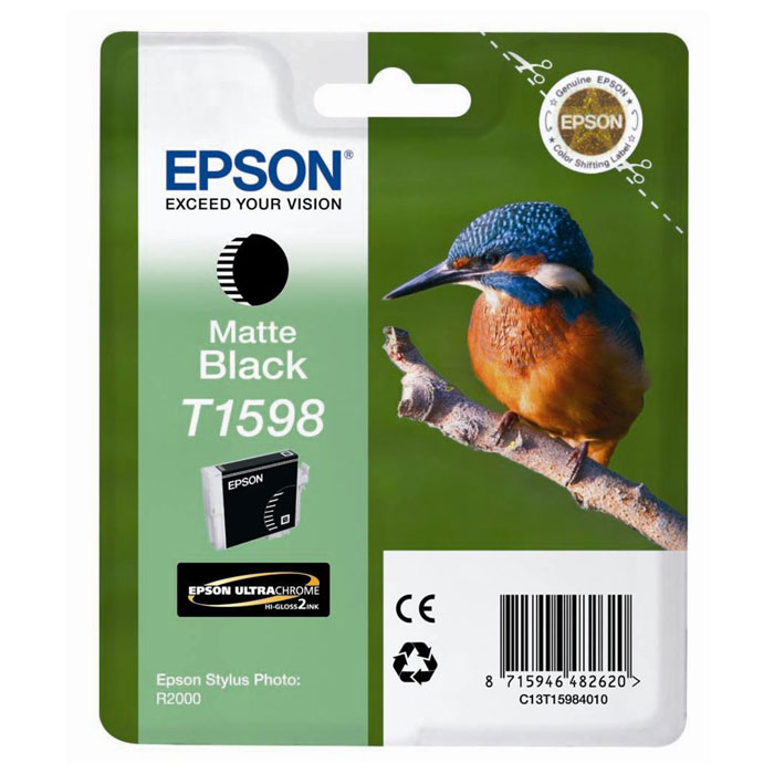 Epson T1598 (C13T15984010), Matte Black картридж для Stylus Photo R2000C13T15984010 Epson T1598 (C13T15984010), Matte Black картридж для Stylus Photo R2000C13T15984010Картридж Epson T1598 для струйных принтеров Epson Stylus Photo R2000. Расходные материалы Epson для печати максимизируют характеристики принтера. Обеспечивают повышенную четкость изображения и плавность переходов оттенков и полутонов, позволяют отображать мельчайшие детали изображения. Обеспечивают надежное качество печати.