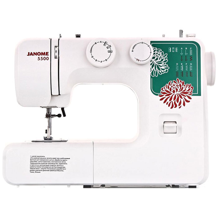 Janome 5500 швейная машинаJanome5500 Janome 5500 швейная машинаJanome5500Janome 5500 - отличный вариант для начинающих швей, а также для тех, кто собирается использовать машинку лишь от случая к случаю. Модель отличается доступной ценой, приятным дизайном и простотой в эксплуатации. Максимальная скорость работы достигает 600 стежков в минуту – для начинающей швеи этого более, чем достаточно. Устройство выполняет 15 различных видов строчек, включающие в себя не только рабочие, но и декоративные. Предусмотрено несколько швов для работы с тянущимися трикотажными материалами. Для хранения мелких швейных принадлежностей внутри корпуса расположен специальный ящик. Благодаря комплекту шпулек удобно шить нитками различного цвета. Также в набор входят различные лапки: для выполнения петель, для вшивания молнии, для выполнения потайного шва, а также стандартная лапка. Кнопка реверса поможет вам надежно закрепить концы строчек. Длину и ширину стежка вы регулируете вручную, подстраиваясь под выбранный тип ткани. Для работы с...