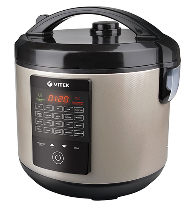 Vitek VT-4271(CM) мультиваркаVT-4271(CM) Vitek VT-4271(CM) мультиваркаVT-4271(CM)Здоровая еда – фундамент хорошего самочувствия и долголетия. Совсем необязательно проводить всё время на кухне, изобретая вкусные блюда. И не нужно быть специалистом, чтобы научиться готовить разнообразно и полезно. С самыми сложными и простыми блюдами вам поможет справиться мультиварка Vitek VT-4271(CM). Этот прибор оснащён множеством самых разных функций, что позволяет использовать его по максимуму, независимо от кулинарных предпочтений. Устройство способно тушить, жарить, варить на пару, а также печь – все достоинства собраны в одной мультиварке. Наряду с многофункциональностью, эта бытовая техника работает, экономно расходуя электроэнергию и позволяя вам экономить своё время. Конструкция мультиварки разработана таким образом, что её использование не составляет труда – разобраться в инструкции просто. Техника не требует особого ухода и легко очищается от загрязнений. Она найдёт своё место на кухне занятой деловой женщины или домохозяйки, которой...