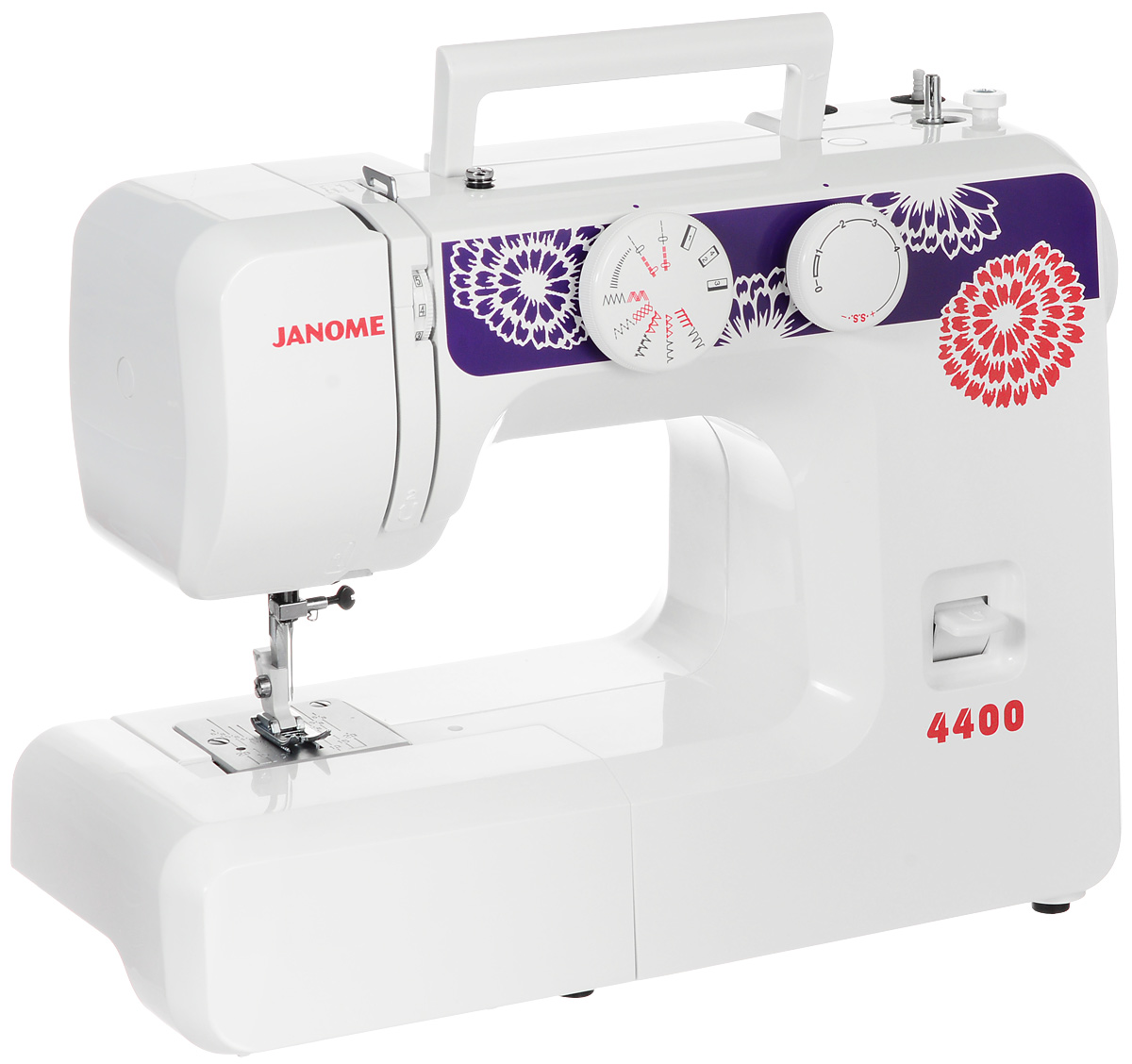 Janome 4400 швейная машинаJanome4400 Janome 4400 швейная машинаJanome4400Janome 4400 - это простая высококачественная швейная машина с оригинальным дизайном и 15 операциями. Она легко прошивает тонкие и средние материалы. Данная модель поможет вам в освоении швейных машинок, если вы никогда ими не пользовались. Машина может выполнять большое количество строчек: оверлочную, потайную, эластичную, эластичную потайную. Максимальная скорость с которой может работать Janome 4400 - 600 ст/мин. Закрепить строчку можно будет с помощью кнопки реверса: при включении этого режима шитье пойдет в обратном направлении. Также машина может измерять размер пуговиц и шить двойной иглой.