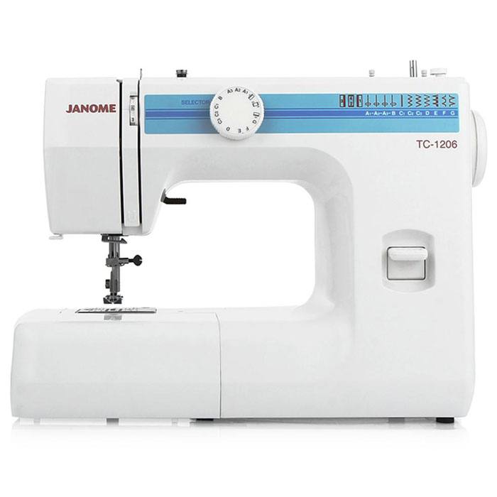 Janome TC 1206 швейная машинаTC1206 Janome TC 1206 швейная машинаTC1206Janome TC 1206 - швейная машина для шитья и ремонта одежды. Она оборудована надежным вертикальным качающимся челноком, применяемым в бытовых швейных машинах уже многие десятилетия. Модель позволяет выметывать прямые бельевые петли за 4 шага без поворота ткани - после выполнения каждой стороны петли нужно переключить программу на следующую сторону. Контроль длины производится по разметке на петельной лапке. Швейная машина оборудована регулятором давления лапки на ткань, что позволяет отрегулировать усилие прижима для получения качественной строчки, с заданной длиной стежка и отсутствием смещения слоев материала относительно друг друга. Кроме того в машинке предусмотрена возможность шитья двойной иглой. Janome TC-1206 выполняет необходимый набор основных строчек, которые пригодятся как для ремонта, так и для пошива новой одежды. Среди них шитье зигзагом, которое широко используется для обметки, аппликации и пришивания пуговиц; трижды усиленный...