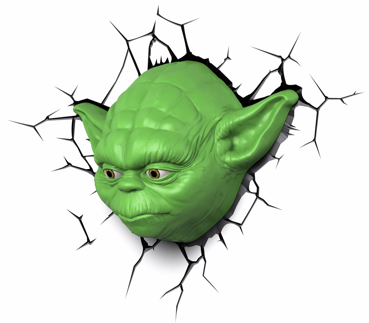 Star Wars Пробивной 3D светильник Йода50025 Star Wars Пробивной 3D светильник Йода50025Пробивной 3D светильник Star Wars Йода обязательно понравится вашему ребенку. Особенности: Безопасный: без проводов, работает от батареек (3хАА, не входят в комплект); Не нагревается: всегда можно дотронуться до изделия; Реалистичный: 3D наклейка-имитация трещины в комплекте; Фантастический: выглядит превосходно в любое время суток; Удобный: простая установка (автоматическое выключение через полчаса непрерывной работы). Товар предназначен для детей старше 3 лет. ВНИМАНИЕ! Содержит мелкие детали, использовать под непосредственным наблюдением взрослых.