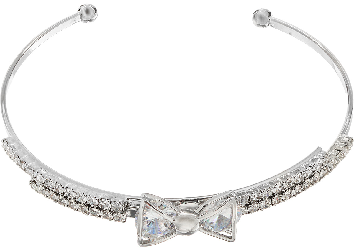 Браслет Taya, цвет: серебристый. T-B-10816T-B-10816-BRAC-SILVER Браслет Taya, цвет: серебристый. T-B-10816T-B-10816-BRAC-SILVERБраслет современного дизайна Taya выполнен из металлического сплава, инкрустирован стразами и дополнен декоративными элементом в виде кокетливого бантика. Оригинальный браслет придаст вашему образу изюминку, подчеркнет красоту и изящество вечернего платья или преобразит повседневный наряд.
