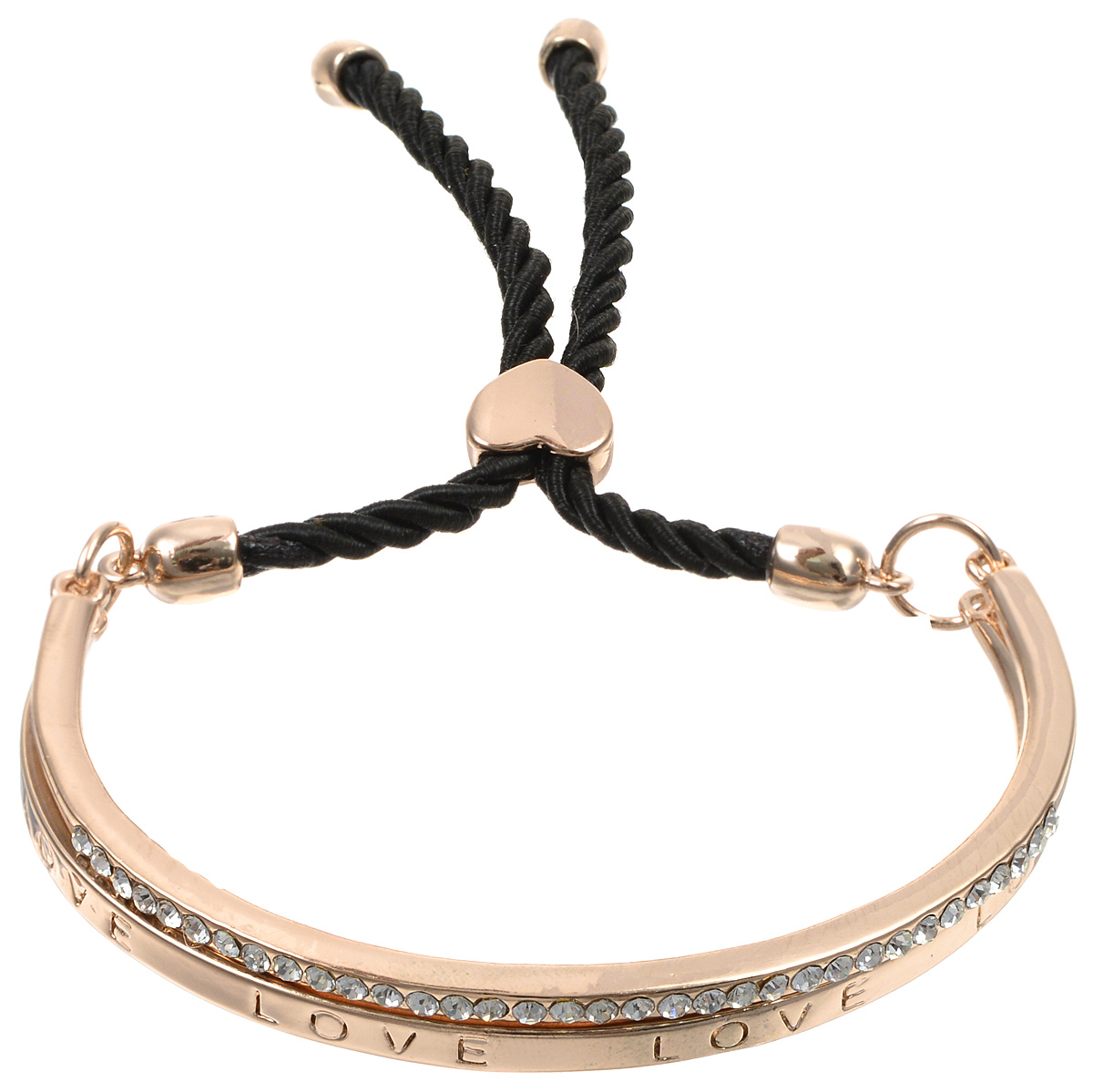 Браслет Taya, цвет: золотистый, черный. T-B-10800T-B-10800-BRAC-GL.BLACK Браслет Taya, цвет: золотистый, черный. T-B-10800T-B-10800-BRAC-GL.BLACKБраслет современного дизайна Taya изготовлен в виде двух подвижно соединенных между собой дуг из металлического сплава и текстильного шнурка сзади. Изделие инкрустировано стразами и оформлено гравировкой. Украшение застегивается на затягивающийся шнурок. Оригинальный браслет придаст вашему образу изюминку, подчеркнет красоту и изящество вечернего платья или преобразит повседневный наряд.