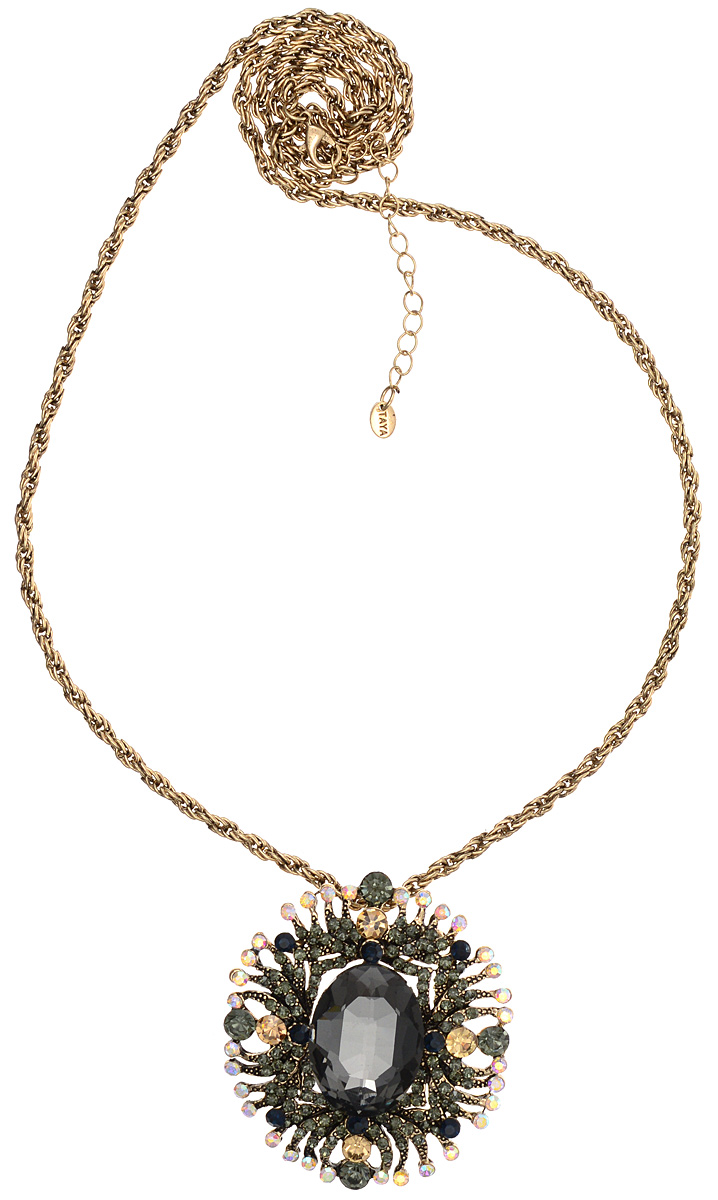 Кулон-брошь Taya, цвет: золотистый, мультицвет. T-B-10947T-B-10947-NECK-GL.HEMATITE Кулон-брошь Taya, цвет: золотистый, мультицвет. T-B-10947T-B-10947-NECK-GL.HEMATITEКулон-брошь Taya выполнен из металлического сплава и дополнен цепочкой с оригинальным плетением. Кулон инкрустирован крупным кристаллом и сияющими стразами. Кулон оснащен петлей для подвешивания и застежкой-булавкой, что делает этот аксессуар универсальным. Цепочка застегивается на замок-карабин. Длина цепочки регулируется за счет дополнительных звеньев. Кулон-брошь Taya поможет дополнить любой образ и привнести в него завершающий штрих.