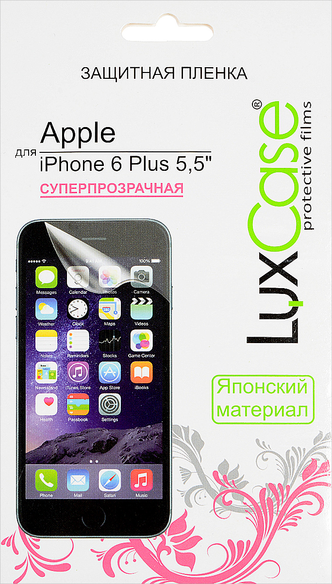 LuxCase защитная пленка для Apple iPhone 6 Plus 5.5, суперпрозрачная88003 LuxCase защитная пленка для Apple iPhone 6 Plus 5.5, суперпрозрачная88003Защитная пленка LuxCase для Apple iPhone 6 Plus сохраняет экран смартфона гладким и предотвращает появление на нем царапин и потертостей. Структура пленки позволяет ей плотно удерживаться без помощи клеевых составов и выравнивать поверхность при небольших механических воздействиях. Пленка практически незаметна на экране смартфона и сохраняет все характеристики цветопередачи и чувствительности сенсора.