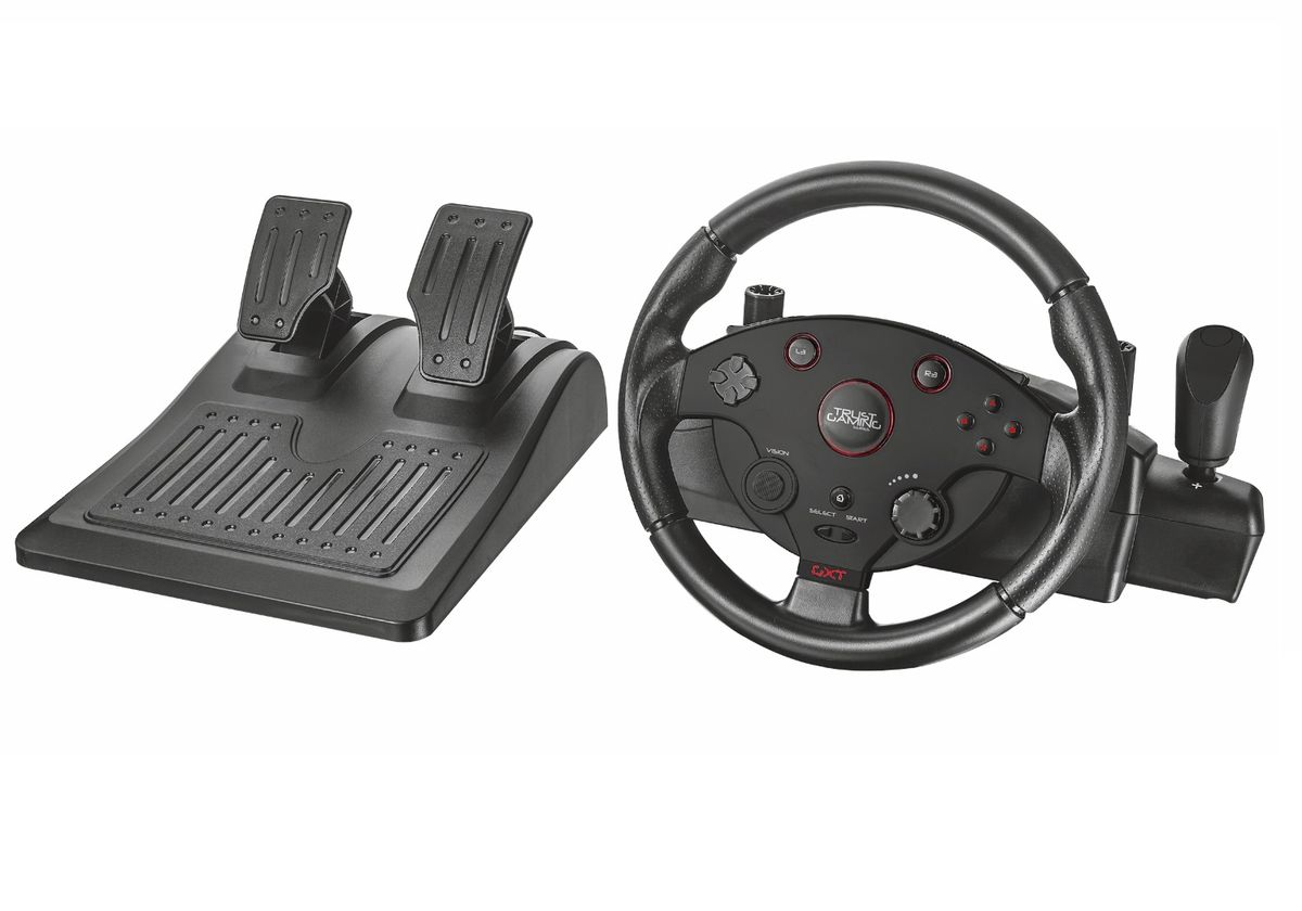 Trust GXT 288 Racing Wheel игровой руль20293 Trust GXT 288 Racing Wheel игровой руль20293Trust GXT 288 Racing Wheel - полноценное рулевое колесо с переключателем передач и ножными педалями. Прорезиненное покрытие рулевого колеса и рифлёные накладки на педали предотвращают соскальзывание рук и ног человека, которое может стать причиной проигрыша. Встроенный вибромотор имитирует тряску руля при проезде неровностей, позволяя человеку ощутить себя в салоне настоящего гоночного автомобиля. Регулировка усилия руля и скорости возврата в нейтральное положение помогает сделать удобной езду на любой скорости. Эргономичный руль, подходящий для всех видов гонок Режим Х-входа для создания вибрации и автоматического преобразования ключей для игр на ПК Регулируемая отзывчивость руля для более точного управления Ножные педали удобного размера с устойчивым нескользящим основанием Передача вибрации для создания эффекта реальных гонок Покрытый резиной руль для предотвращения проскальзывания Вращение руля на...
