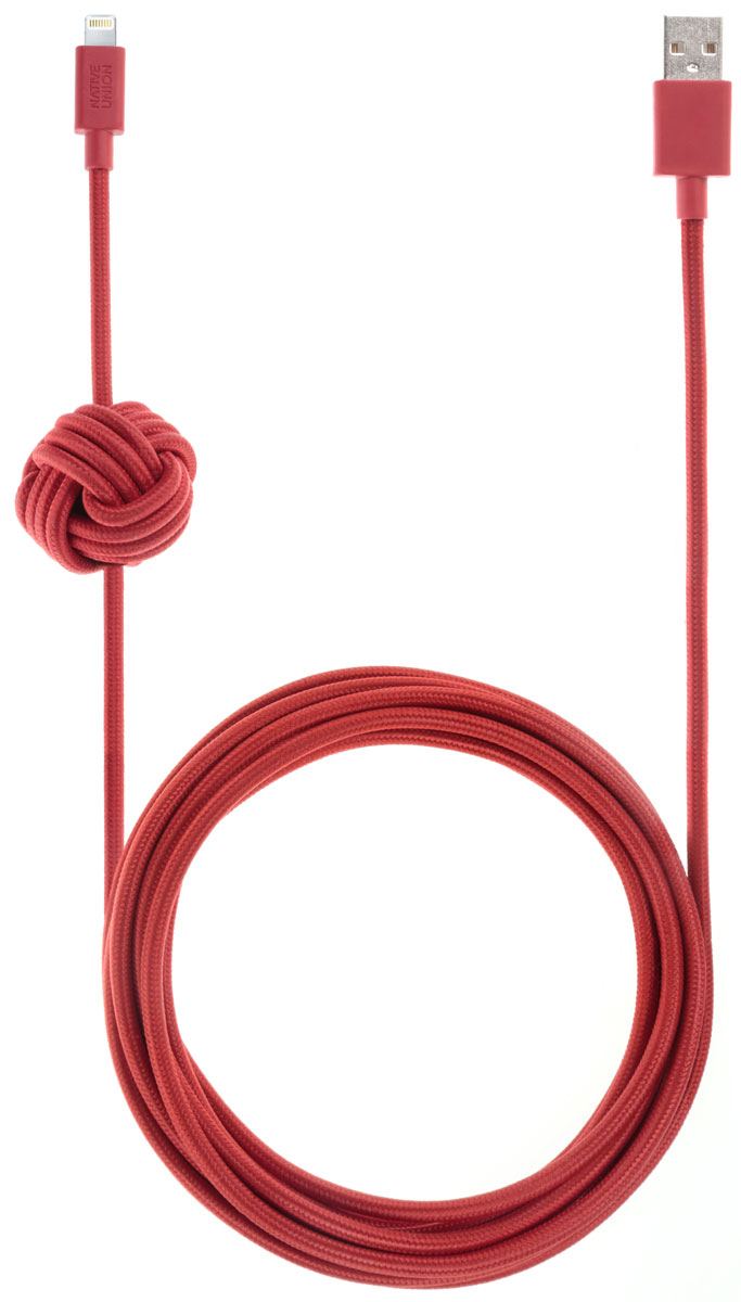 Native Union Night Cable, Red кабель Apple Lightning с фиксатором (3 м)NCABLE-L-RED Native Union Night Cable, Red кабель Apple Lightning с фиксатором (3 м)NCABLE-L-REDNative Union Night Cable - это уникальный аксессуар, который создан с целью подчеркнуть вашу индивидуальность. Кабель длиной 3 метра - это супер практичный размер для дома: заряжайте и одновременно наслаждайтесь вашим смартфоном независимо от вашего положения. Кроме того удобство использования добавляет фиксатор - кабель всегда на виду и в удобном для вас месте. Технические характеристики безупречны: сертификация Apple MFI, не спутывается, не перекручивается, не ломается. Сверх износостойкий, благодаря тканевой оплетки из нейлона. Native Union - это абсолютно новый взгляд на зарядные провода.