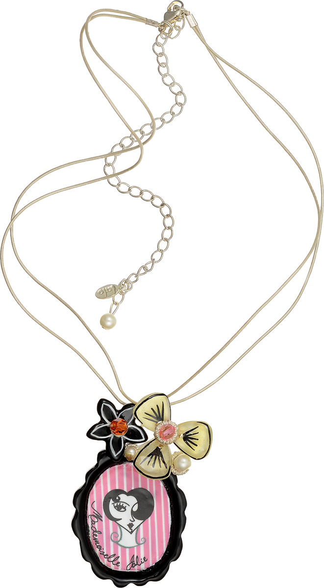 Колье Lalo Treasures Mon Amour, цвет: черный, золотистый, розовый. P4470-1P4470-1 Колье Lalo Treasures Mon Amour, цвет: черный, золотистый, розовый. P4470-1P4470-1Элегантное колье современного дизайна Lalo Treasures Mon Amour изготовлено из искусственной кожи и металлического сплава. Украшение дополнено необычной подвеской, элементы которой выполнены из ювелирной смолы. Изделие застегивается на замок-карабин, длина регулируется. Стильное украшение поможет дополнить любой образ и привнести в него завершающий яркий штрих.
