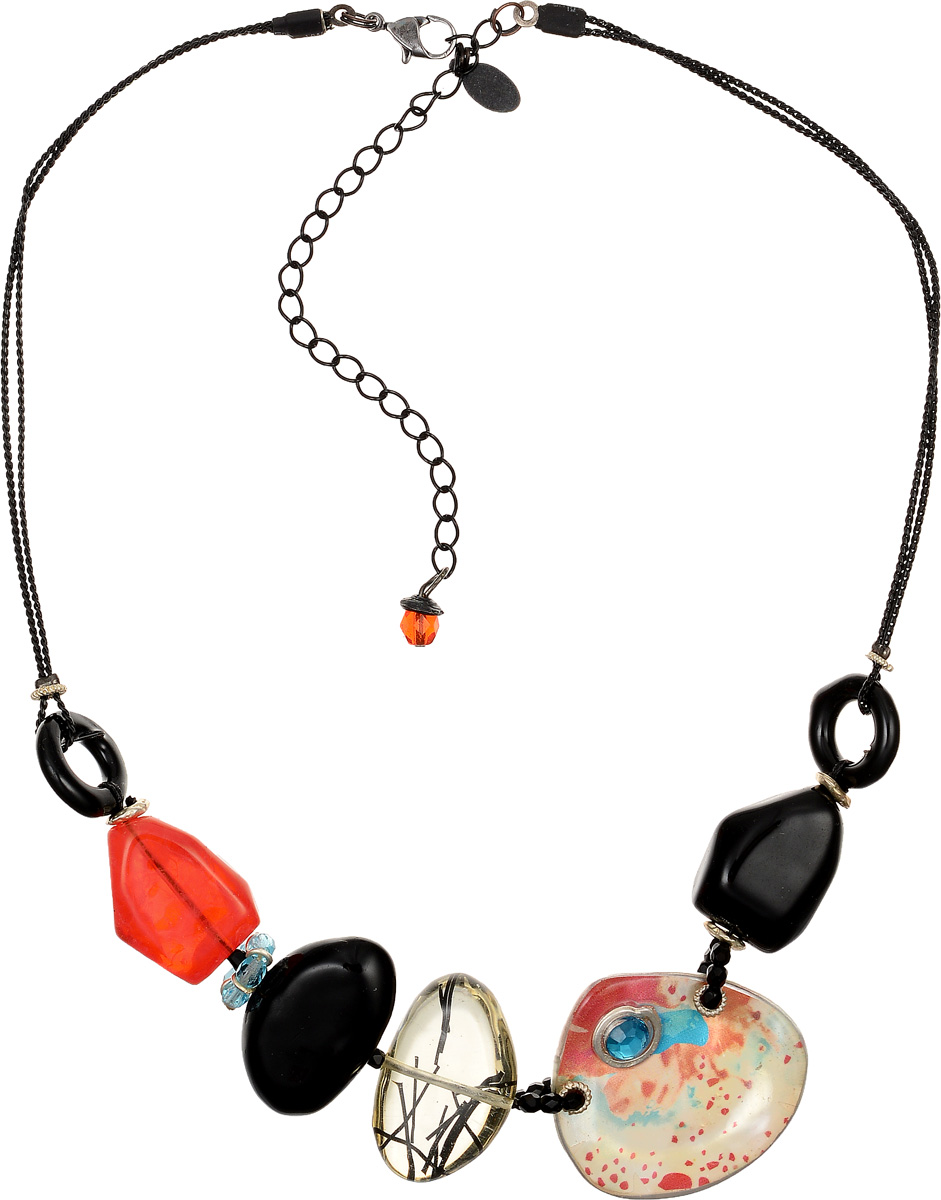 Кулон Lalo Treasures, цвет: черный, оранжевый. P4509-2P4509-2 Кулон Lalo Treasures, цвет: черный, оранжевый. P4509-2P4509-2Яркий дизайнерский кулон Lalo Treasures станет отличным дополнением к вашему стилю. Кулон изготовлен из качественной ювелирной смолы и металлического сплава. Декоративная часть кулона выполнена в виде фигурок камней разной формы и цвета, соединенных между собой пластиковой веревкой, украшенной бусинками. Кулон застегивается на замок-карабин, а длина регулируется с помощью звеньев.. Интересный дизайн кулона подчеркнет ваш образ и позволит вам быть оригинальной и изящной.