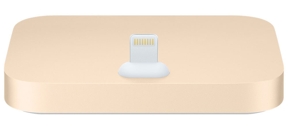 Apple iPhone Lightning Dock, Gold док-станцияML8K2ZM/A Apple iPhone Lightning Dock, Gold док-станцияML8K2ZM/AДок-станция для iPhone с разъёмом Lightning выпускается в металлическом корпусе четырёх цветов, идеально подходящих к iPhone. Apple iPhone Lightning Dock позволяет заряжать и синхронизировать любой iPhone с разъёмом Lightning. Во время зарядки и синхронизации девайс устанавливается на док-станцию вертикально, поэтому куда бы вы её ни поставили, вам будет отлично виден экран. Смартфон легко устанавливается на док-станцию даже в чехле Apple. Кроме того, вы можете разблокировать iPhone или использовать Touch ID, не снимая его с док-станции. Поместите ваш iPhone на док-станцию и разговаривайте по громкой связи - качество звука будет превосходным. Вы также можете подключить док-станцию к компьютеру с помощью кабеля USB (входит в комплект поставки iPhone) для зарядки и синхронизации. При помощи разъема 3,5 мм можно прослушивать музыку во время зарядки и синхронизации. Подключите к док- станции активные динамики или стереосистему с помощью...