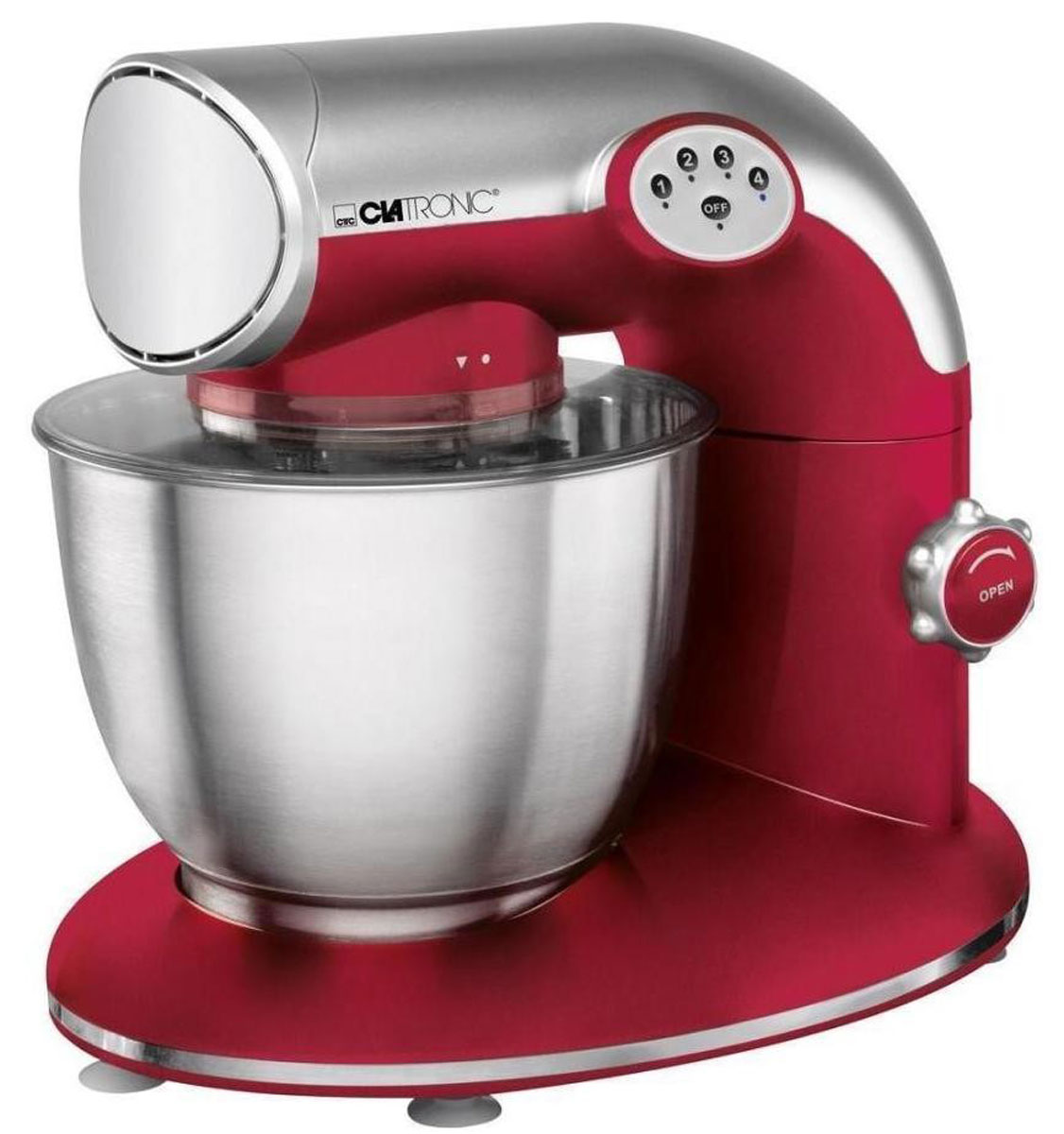 Clatronic KM 3632, Red кухонный комбайнKM 3632 rot Clatronic KM 3632, Red кухонный комбайнKM 3632 rotКухонный комбайн Clatronic KM 3632 станет прекрасным помощником для любой хозяйки С ним вы сможете готовить невероятно вкусные и аппетитные блюда, при этом сократив время их приготовление. Основным назначением прибора является изготовление различных видов теста и кремов. Комбайн качественно и быстро перемешивает различные ингредиенты, что дает возможность избежать комочков. Clatronic KM 3632 снабжен чашей из нержавеющей стали и механической системой управления. 4 скорости замешивания обеспечат наилучший результат.